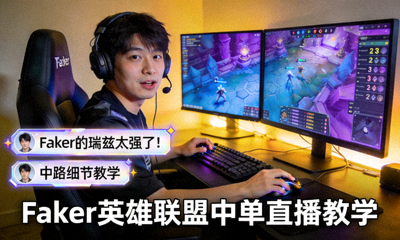 Faker英雄联盟中单直播教学画面